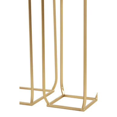 Set of 2 Mirrored Glass Top Square Side Tables with Gold Champagne Finish Metal Frame, Avantis