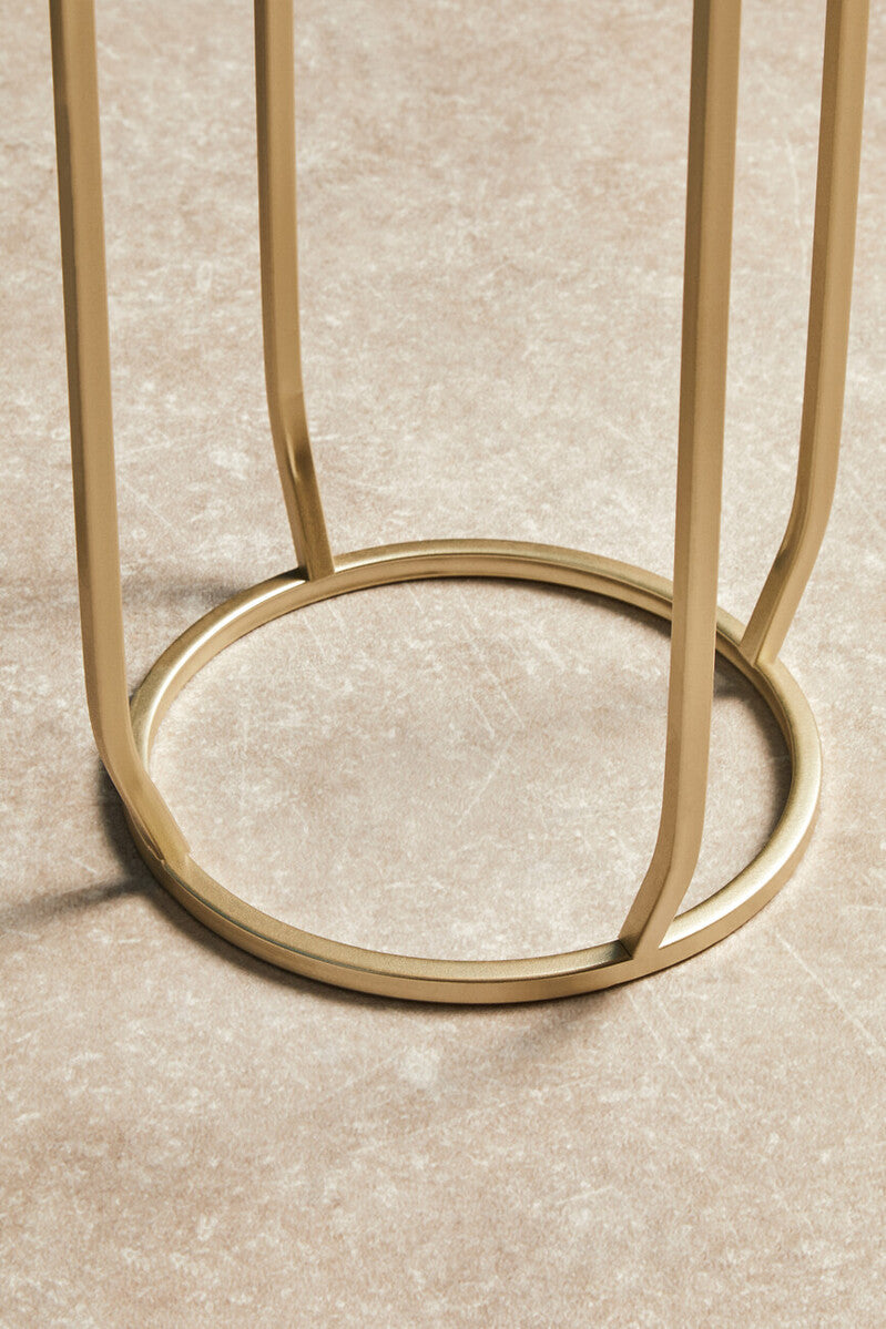 Set of 2 Mirrored Glass Top Side Tables with Gold Tall Metallic Legs Frame, Avantis
