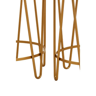 Set of 2 Mirrored Glass Top Side Tables with Gold Hairpin Legs Rounded Design, Avantis