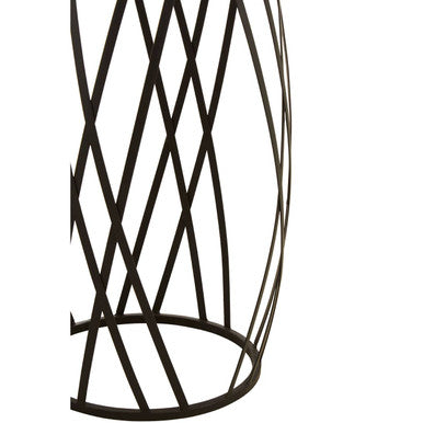 Set of 2 Grey Iron Round Side Tables with Black Metal Frame, Avantis