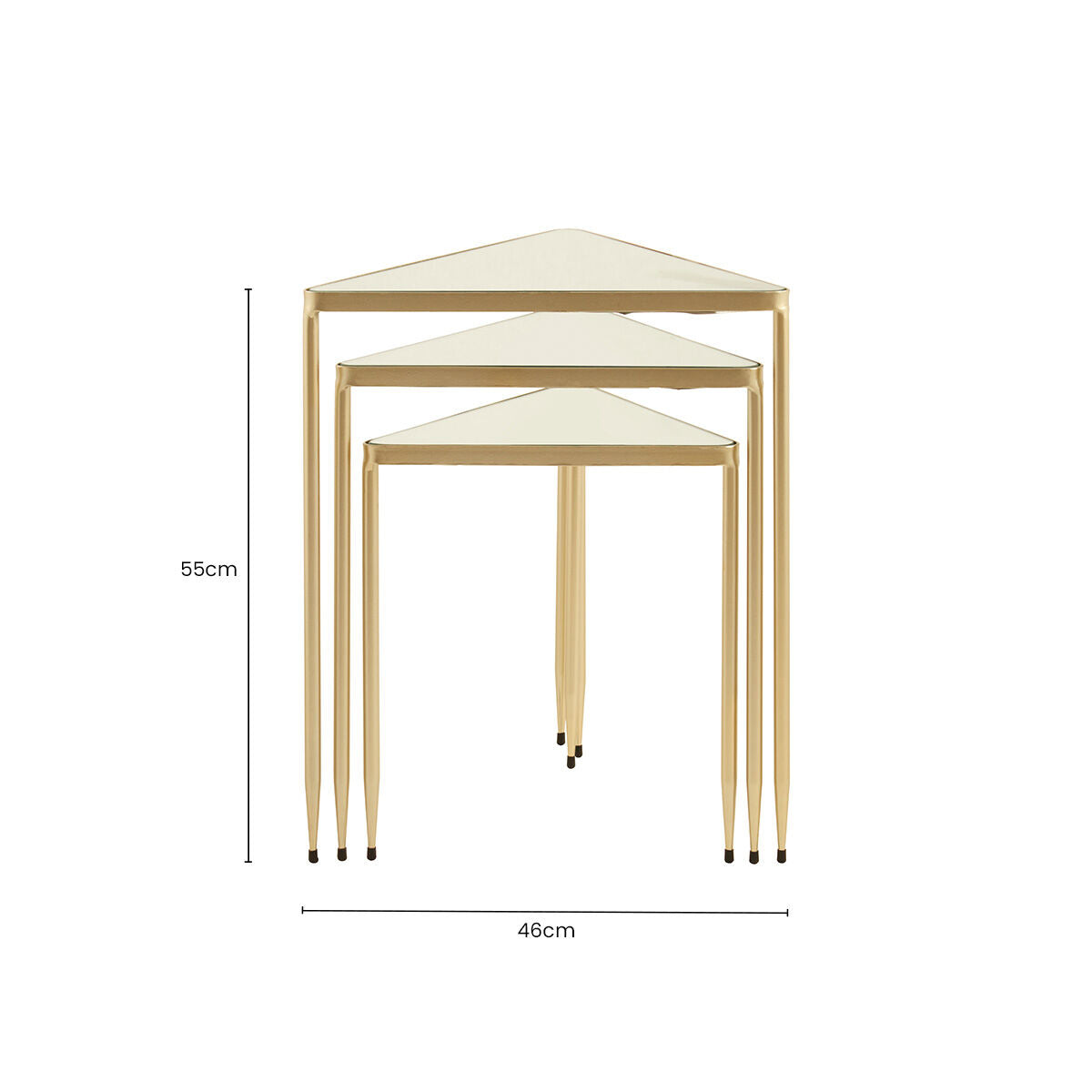 Avantis Champagne Finish Triangular Set of 3 Nesting Tables