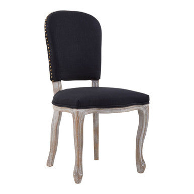 Kensington Townhouse Black Linen Dining Chair with Stud Detail