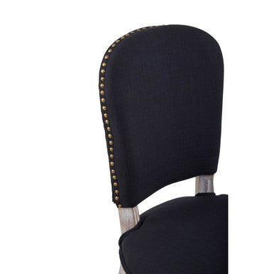 Kensington Townhouse Black Linen Dining Chair with Stud Detail