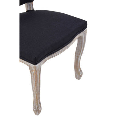 Kensington Townhouse Black Linen Dining Chair with Stud Detail