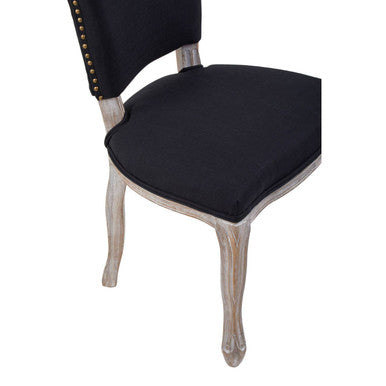 Kensington Townhouse Black Linen Dining Chair with Stud Detail