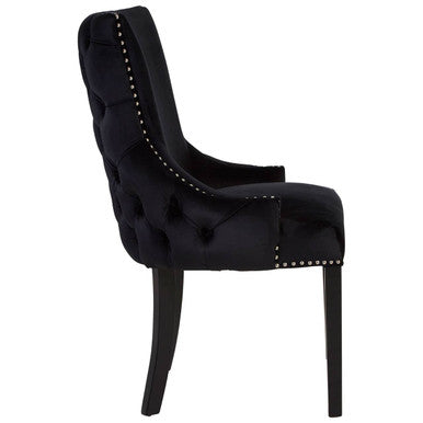 Kensington Townhouse Black Velvet Studded Dining Chair
