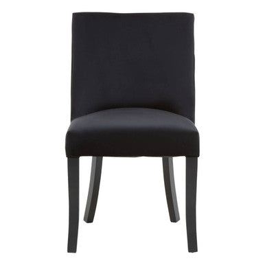 Kensington Townhouse Black Velvet Dining Chair with Black Rubber wood Legs