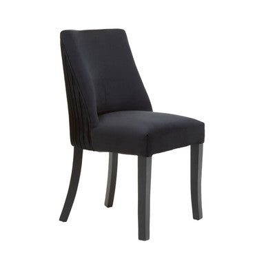 Kensington Townhouse Black Velvet Dining Chair with Black Rubber wood Legs