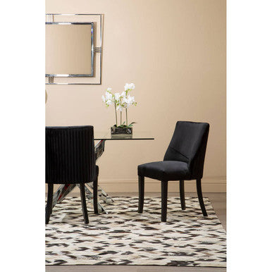 Kensington Townhouse Black Velvet Dining Chair with Black Rubber wood Legs