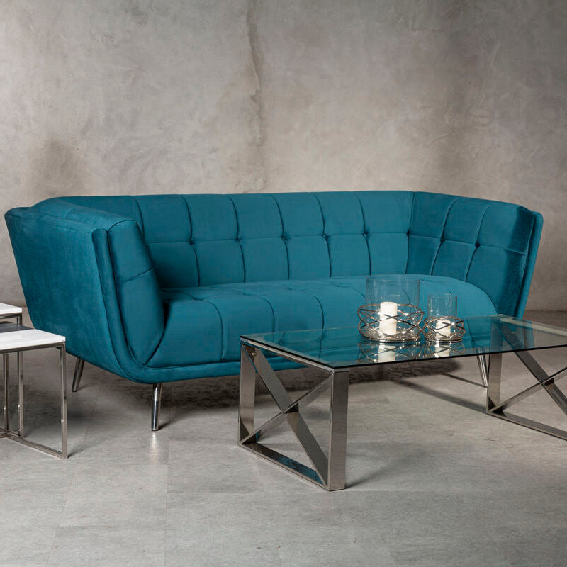 3 Seater Green Fabric Sofa, Sabine