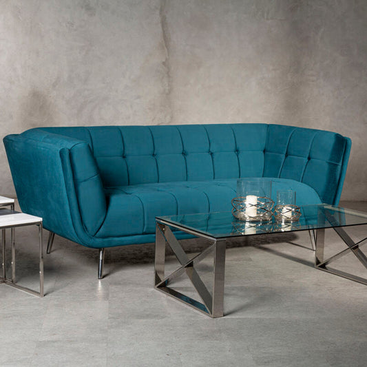 3 Seater Green Fabric Sofa, Sabine