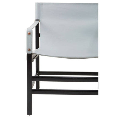 Kendari Grey Leather and Black Teak Wood Chair