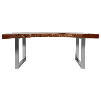 Brown Longan Wood Coffee Table with Silver Steel Frame, Surak