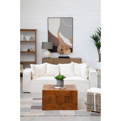 Brown Teak Wood Cuboid Coffee Table, Surak