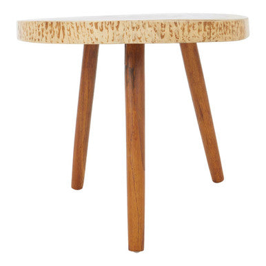 Solid Sonokeling Wood Boho Side Table with Rich Brown Grain, Surak