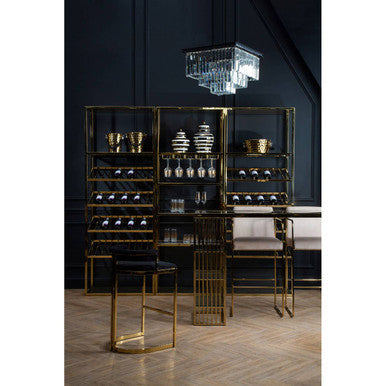 Piermount Gold Finish Wine Bar Shelf Unit