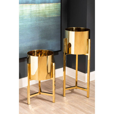 Piermount Large Gold Finish Planter
