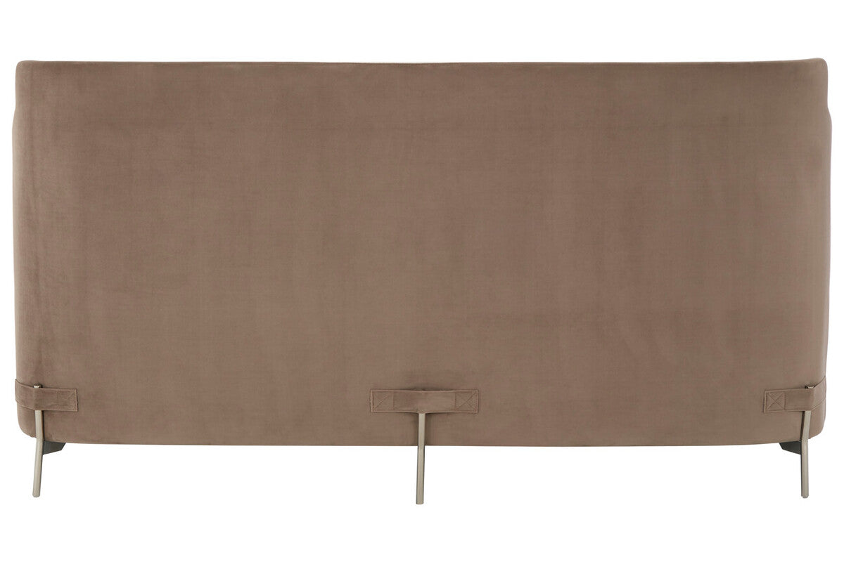 Piermount Ivory Fabric and Mink Velvet 2 Seater Sofa with Silver Finish Base
