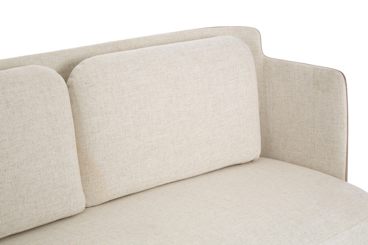 Piermount Ivory Fabric and Mink Velvet 2 Seater Sofa with Silver Finish Base