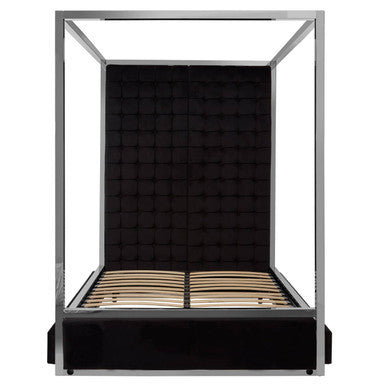 Piermount Black Velvet 4 Poster King Bed