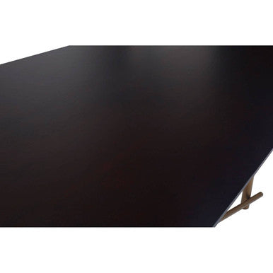 Black Engineered Wood Top Dining Table with Brushed Brass Legs, Delta