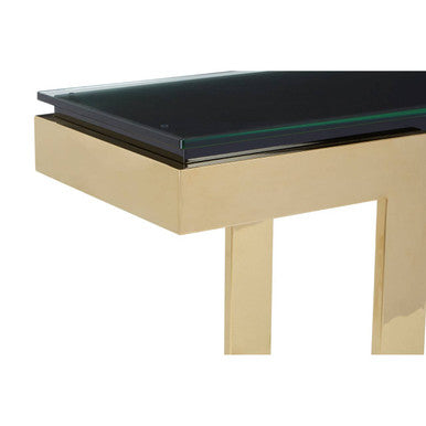 Gold Finish Base Console Table with Clear Glass Top, Deana