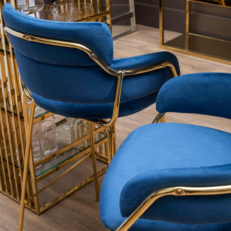 Tamzin Blue Velvet Bar Chair