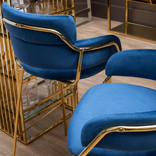 Tamzin Blue Velvet Bar Chair