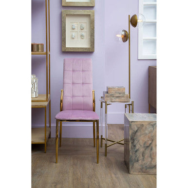 Tamzin Pink Velvet High Back Dining Chair