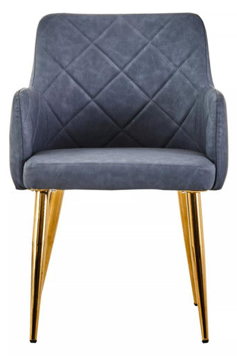 Tamzin Dark Grey Leaather Effect Angular Dining Chair