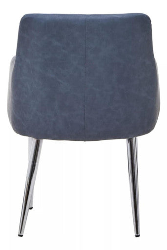 Tamzin Dark Grey Leather Effect Quilted Dining Chair with Chrome Finish Legs