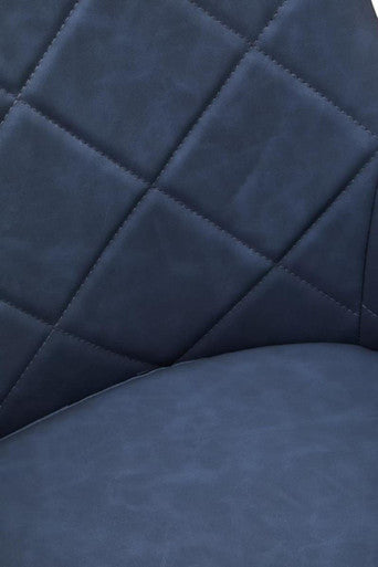 Tamzin Dark Grey Leather Effect Quilted Dining Chair with Chrome Finish Legs