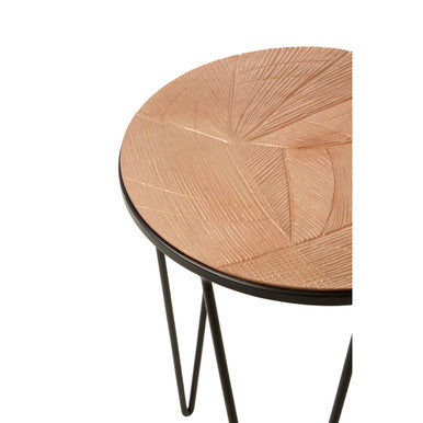 Set of 3 Assorted Textured Round Top Side Tables with Black Metallic Hairpin Legs, Mirano
