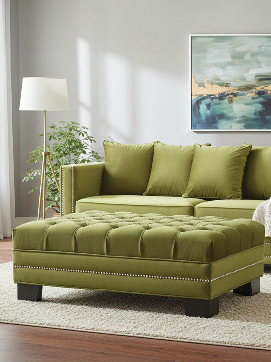 Sofia Moss Velvet Footstool