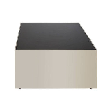 Black Tempered Glass Top Coffee Table with Silver Square Chrome Finish Frame, Carlox