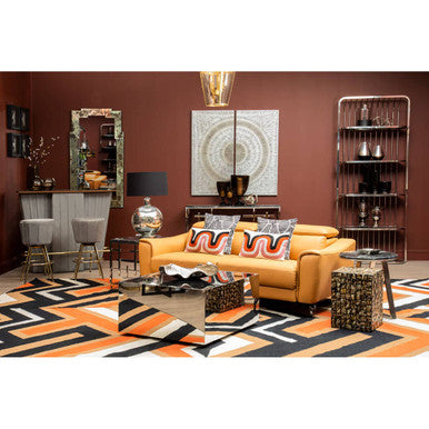 Black Tempered Glass Top Coffee Table with Silver Square Chrome Finish Frame, Carlox