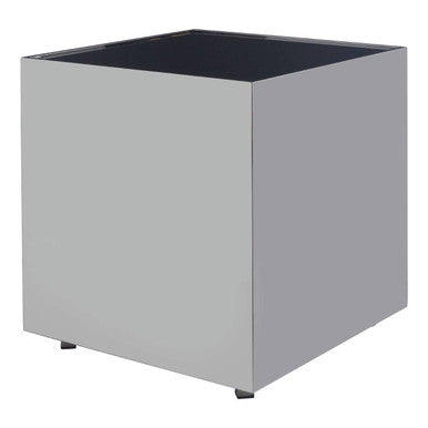 Black Tempered Glass Top Side Table with Silver Square Chrome Finish Frame, Carlox