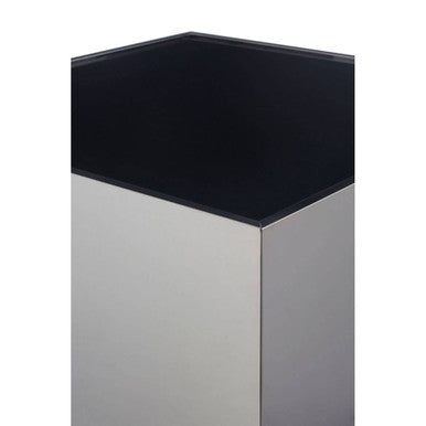Black Tempered Glass Top Side Table with Silver Square Chrome Finish Frame, Carlox