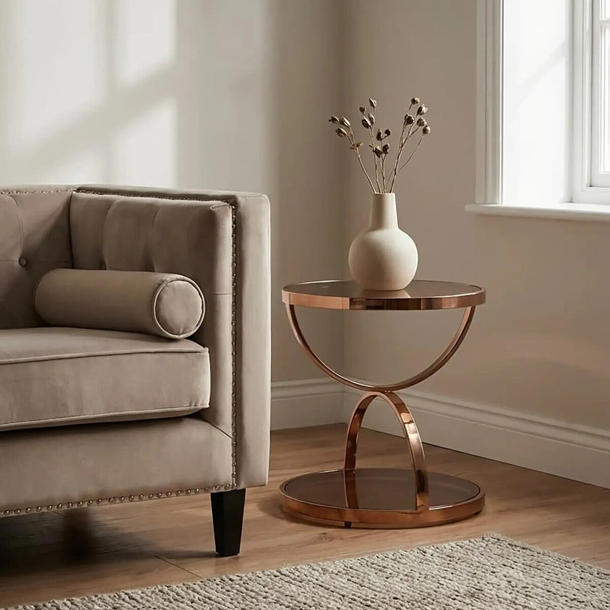 Tula Smoked Glass Round Side Table
