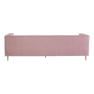 Otylia Pink Velvet Channel Tufted 3 Seater Sofa