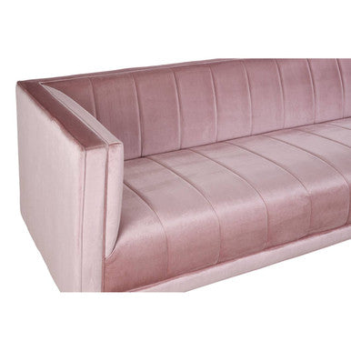 Otylia Pink Velvet Channel Tufted 3 Seater Sofa