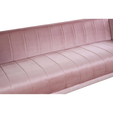 Otylia Pink Velvet Channel Tufted 3 Seater Sofa