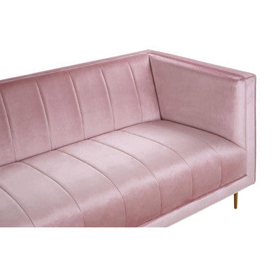 Otylia Pink Velvet Channel Tufted 3 Seater Sofa