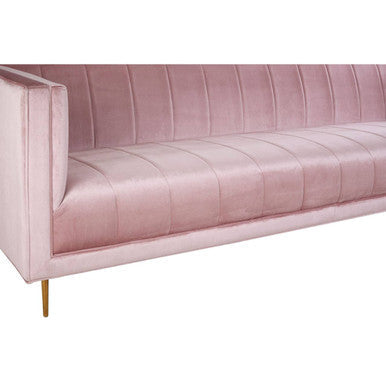 Otylia Pink Velvet Channel Tufted 3 Seater Sofa