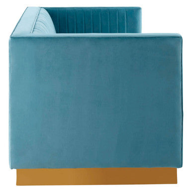 Opal Light Blue Velvet 3 Seater Sofa