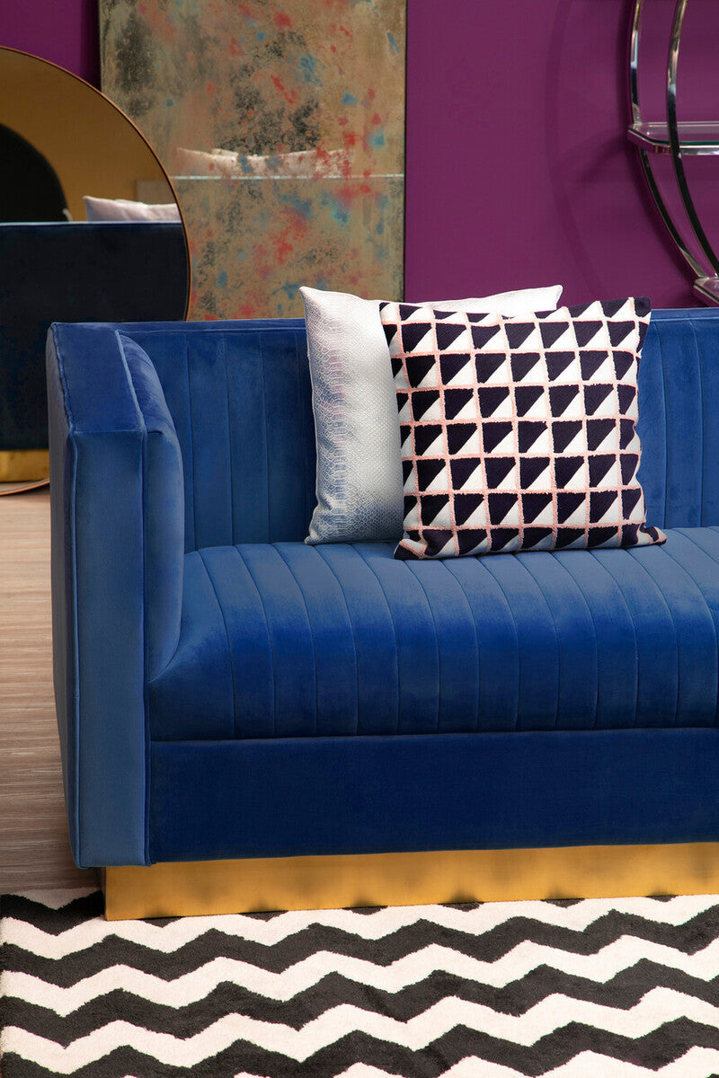 Opal Deep Blue Velvet 3 Seater Sofa