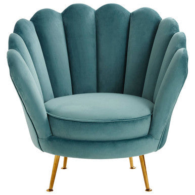 Ovala Blue Velvet Scalloped Chair