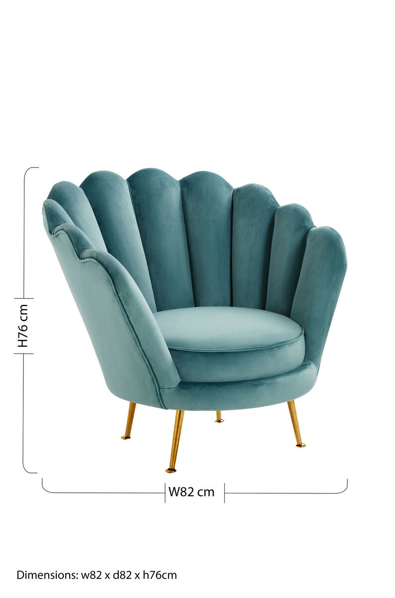 Ovala Blue Velvet Scalloped Chair