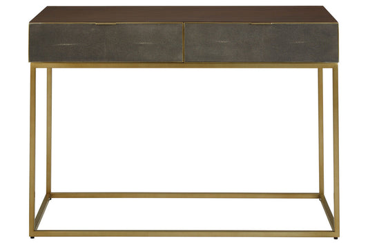 Textured Shahgreen 2 Drawer Gold Finish Console Table | Kempton