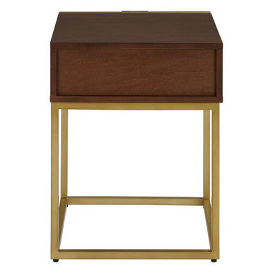 Dark Brown Shagreen Top Console Table with One Storage Drawers and Gold Finish Iron Frame, Kempton